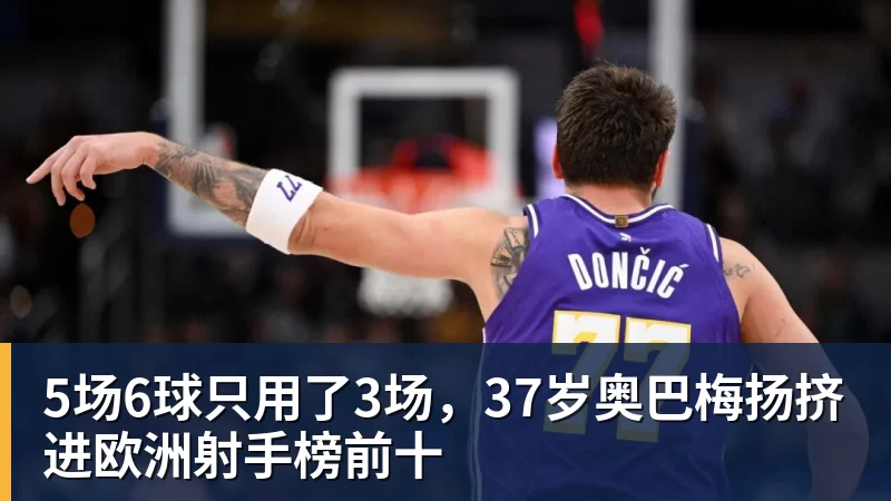 5场6球只用了3场，37岁奥巴梅扬挤进欧洲射手榜前十